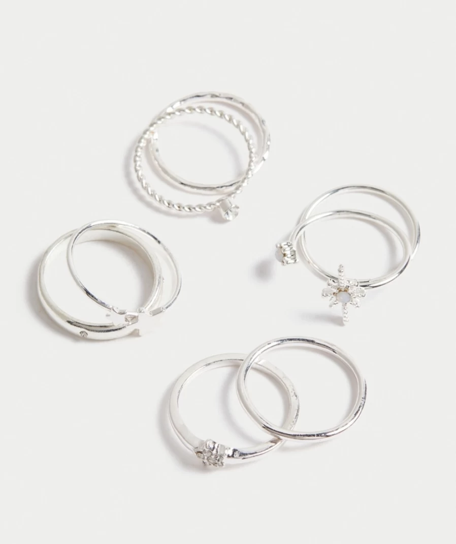 Sportsgirl Women's Silver Celestial Ring Pack - Elegant Stackable Rings Set