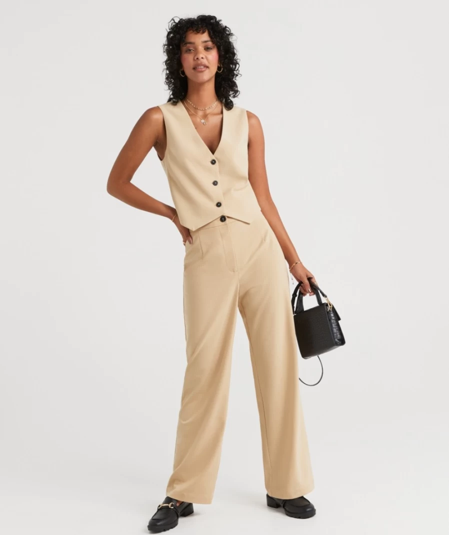 Sportsgirl Women's Neutral Oakley Tailored Straight Leg Pants