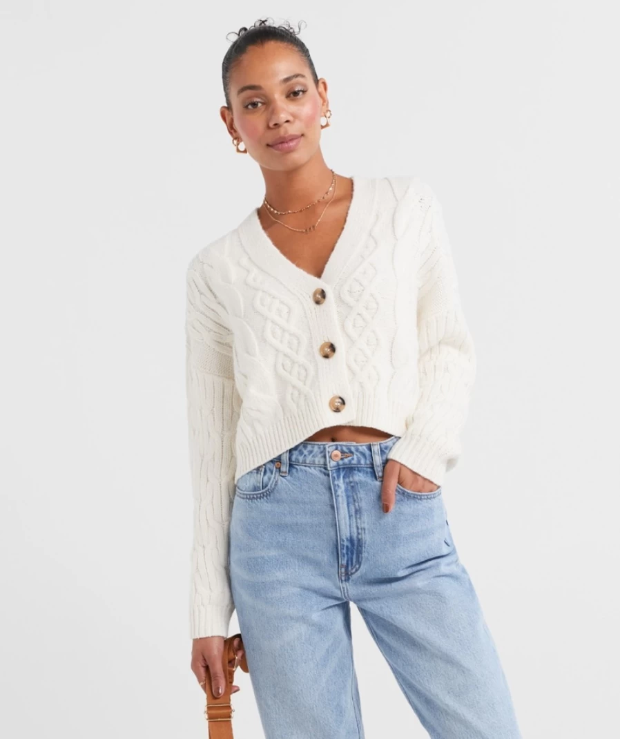 Sportsgirl Women's Delilah Cable Knit Cardigan Sweater