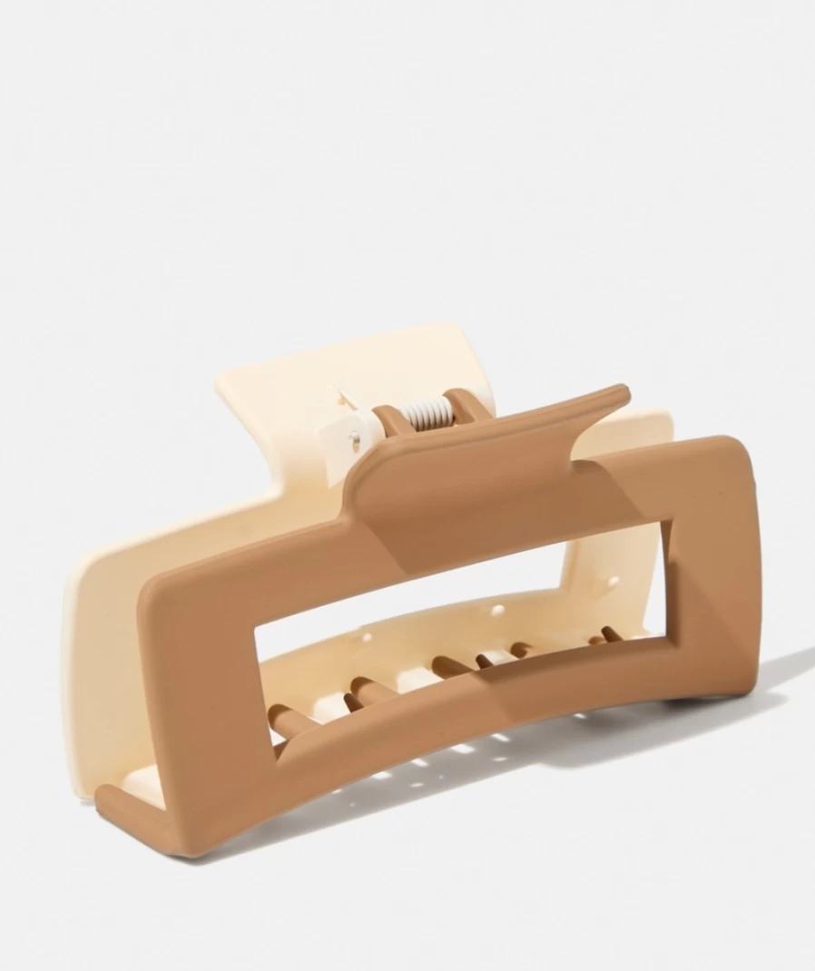 "Sportsgirl Women's Tan Two Tone Open Rectangle Hair Claw Clip"