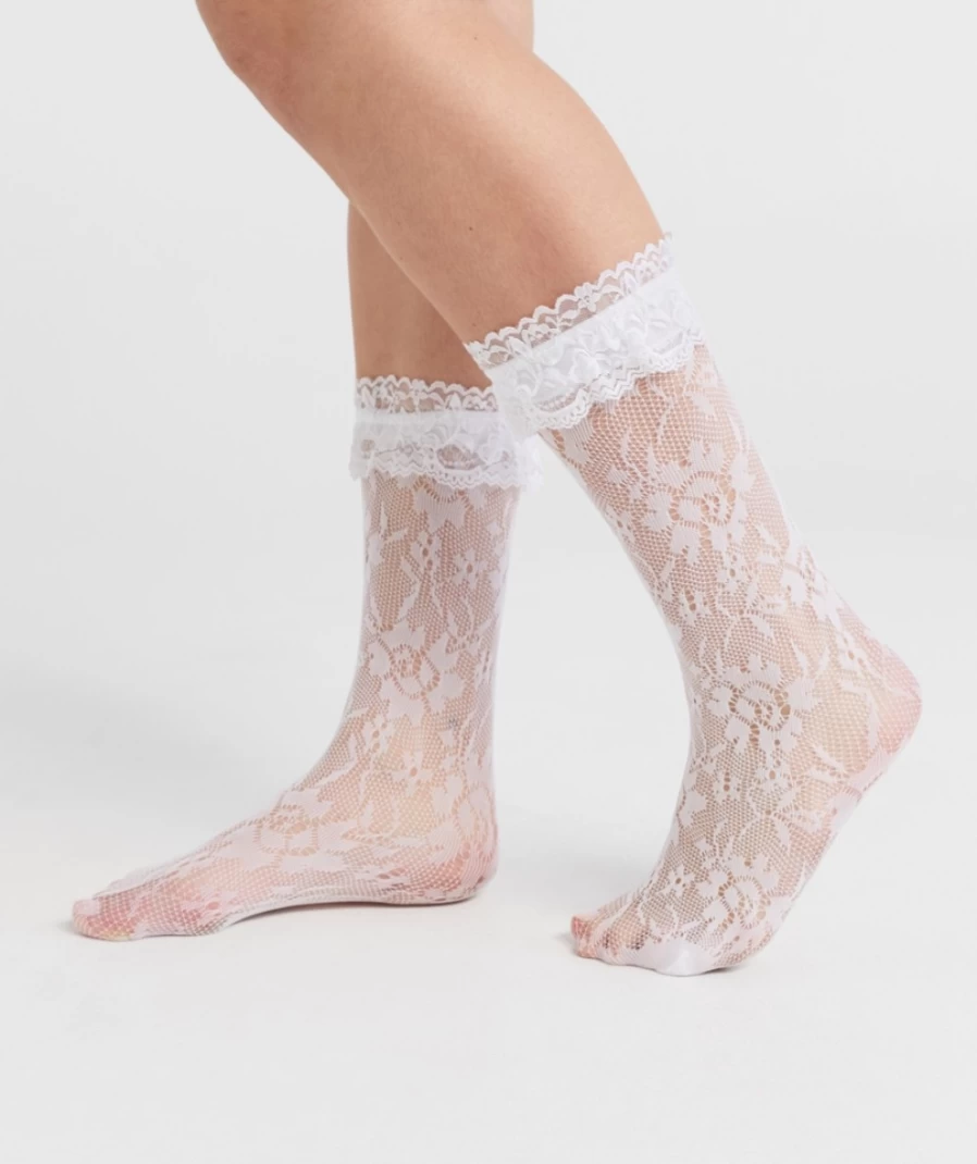 Women's White Lace Frill Socks by Sportsgirl - Elegant & Stylish Ankle Socks