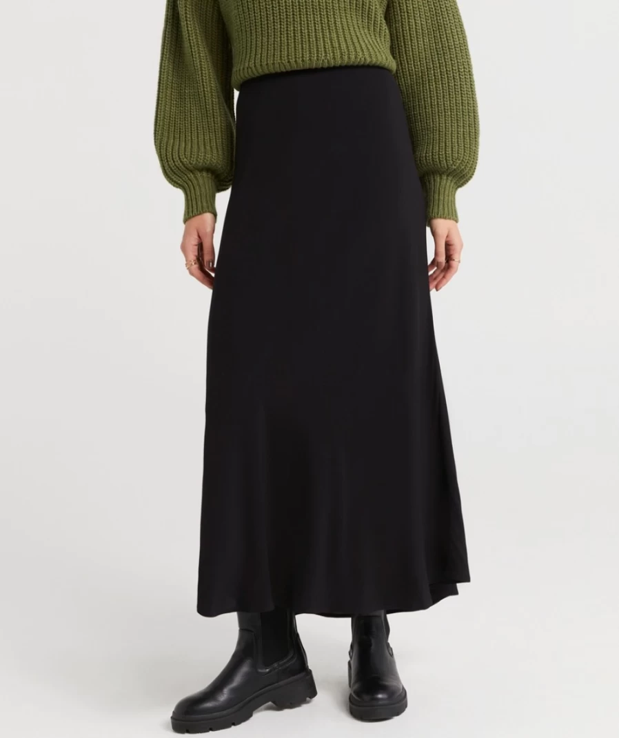 Sportsgirl Women's Black Harley Crepe Midi Skirt - Flowy Mid-Length Style