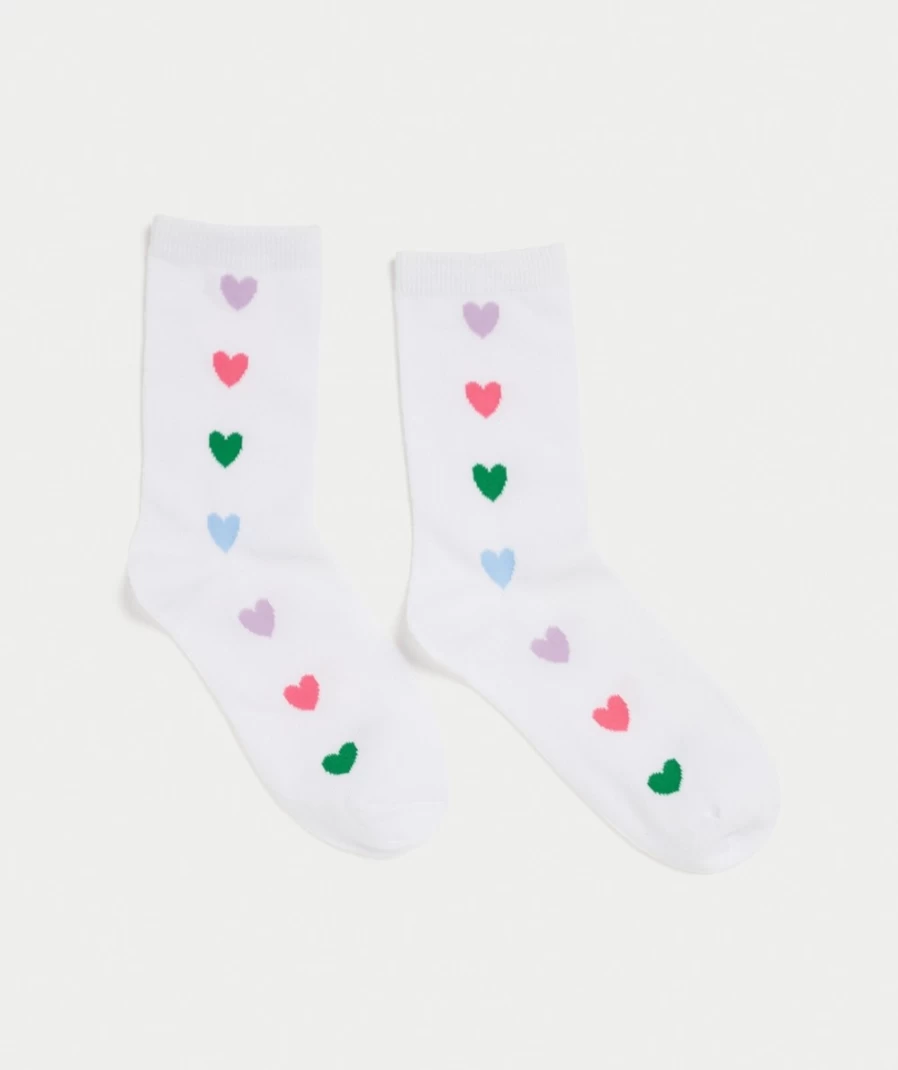 "Sportsgirl Women's Heart Print Crew Socks in Multi Colors"