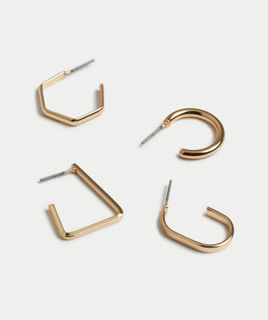 Sportsgirl Gold Abstract Hoop Earrings for Women - Stylish Pack