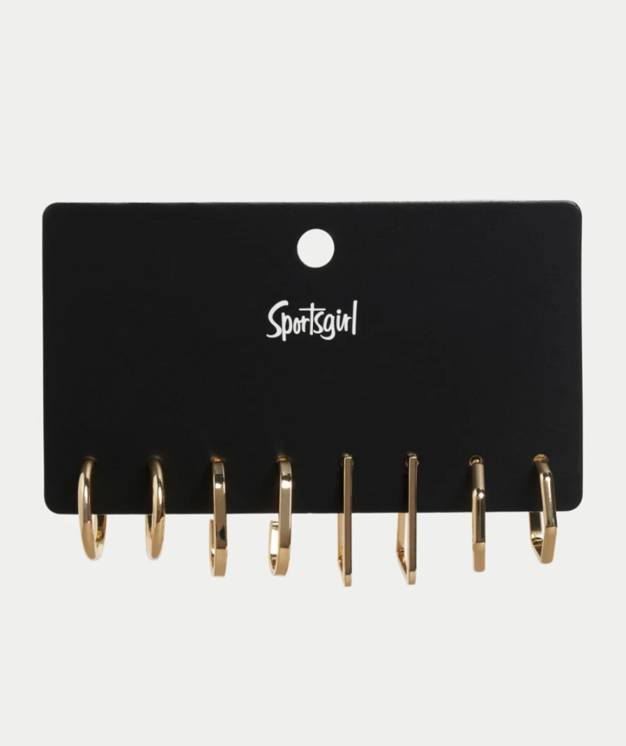 Sportsgirl Gold Abstract Hoop Earrings for Women - Stylish Pack