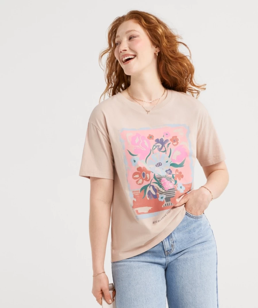 "Sportsgirl Women's Natural Floral Garden Graphic T-Shirt"
