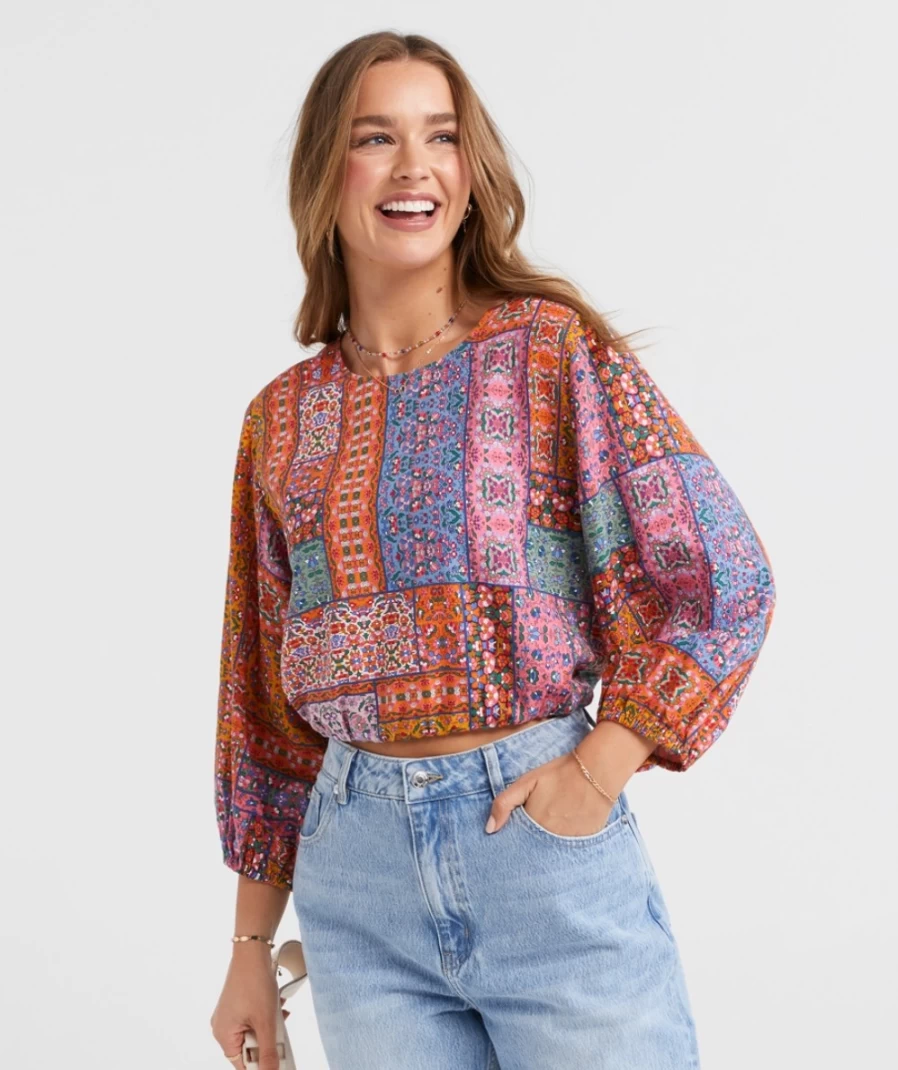 Sportsgirl Women's Linen Blend Open Back Blouse - Nicola Style Summer Top