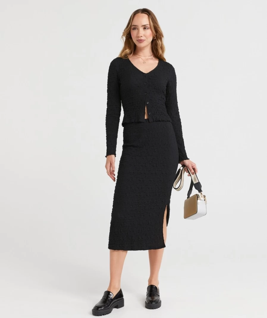 Sportsgirl Women's Black Bianca Textured Midi Skirt