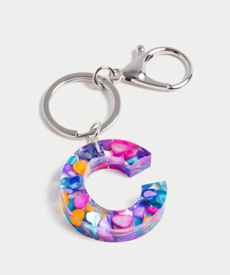 "Sportsgirl Women's Multi-Colour Alphabet Keyring with Colourful Stones"