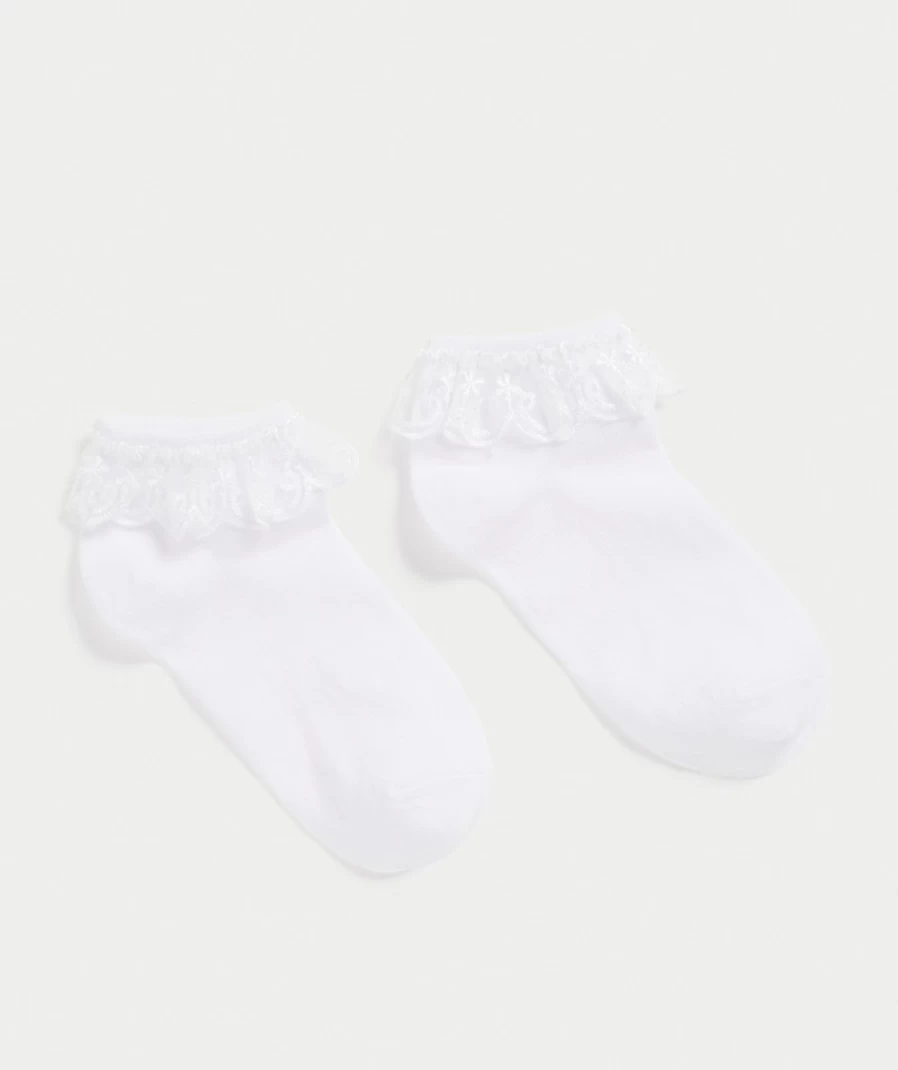 Women's White Ruffle Lace Socks by Sportsgirl - Elegant and Comfortable