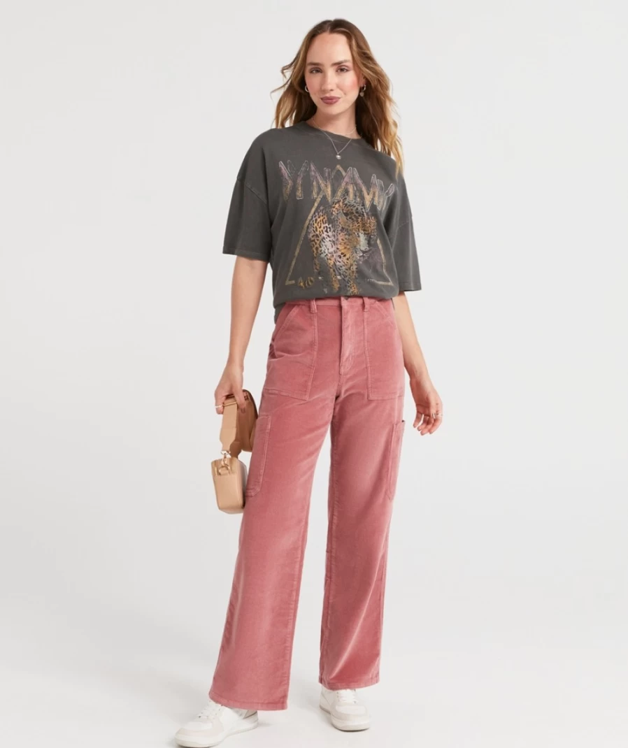 Sportsgirl Women's Pink Layla Cord Cargo Pants
