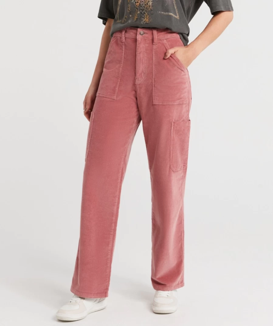 Sportsgirl Women's Pink Layla Cord Cargo Pants