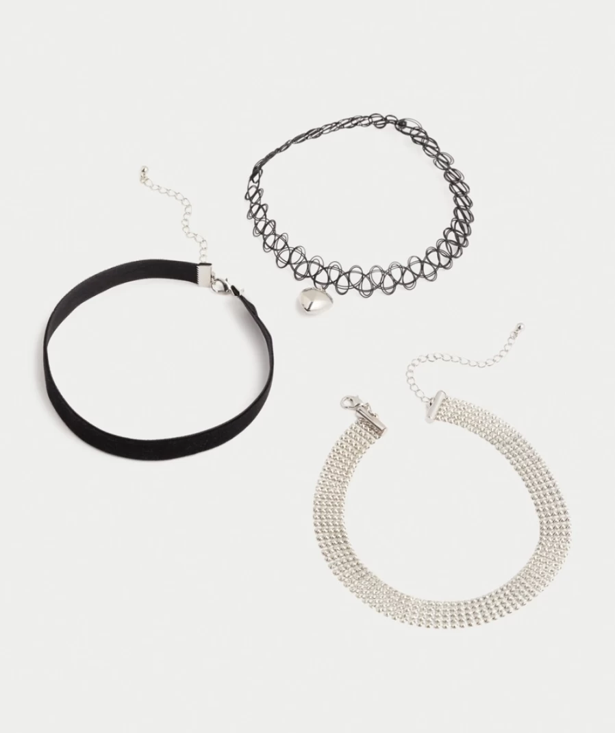 Sportsgirl Women's Rhodium Christina Choker Necklace Pack - Elegant Layered Chain Collar