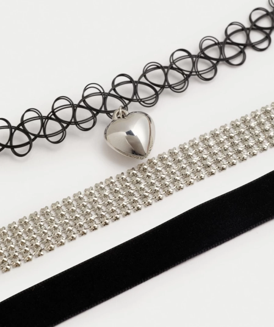 Sportsgirl Women's Rhodium Christina Choker Necklace Pack - Elegant Layered Chain Collar