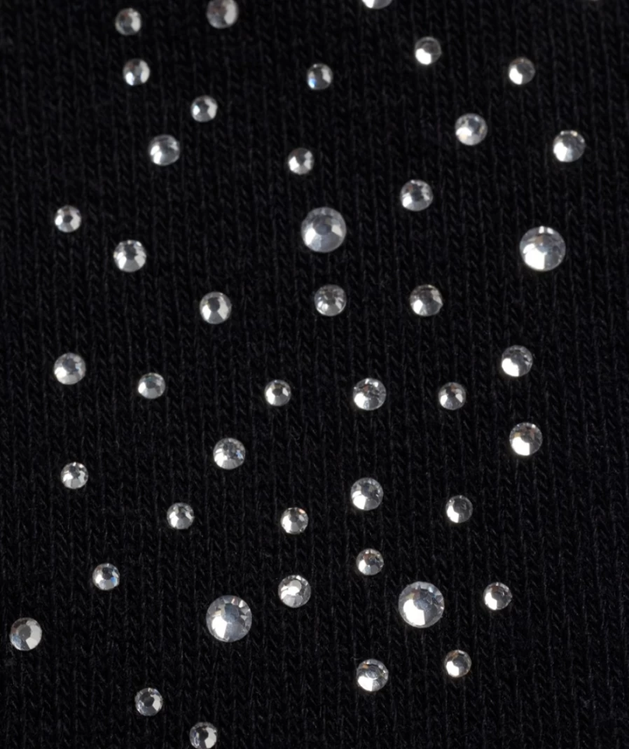 Women's Black Rhinestone Embellished Crew Socks by Sportsgirl