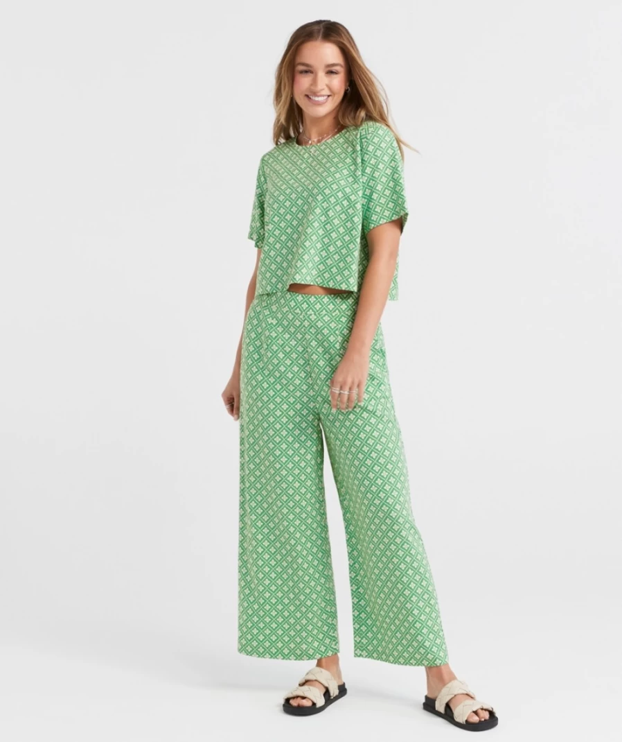 "Sportsgirl Women's Geo Print Linen Culotte Pants"