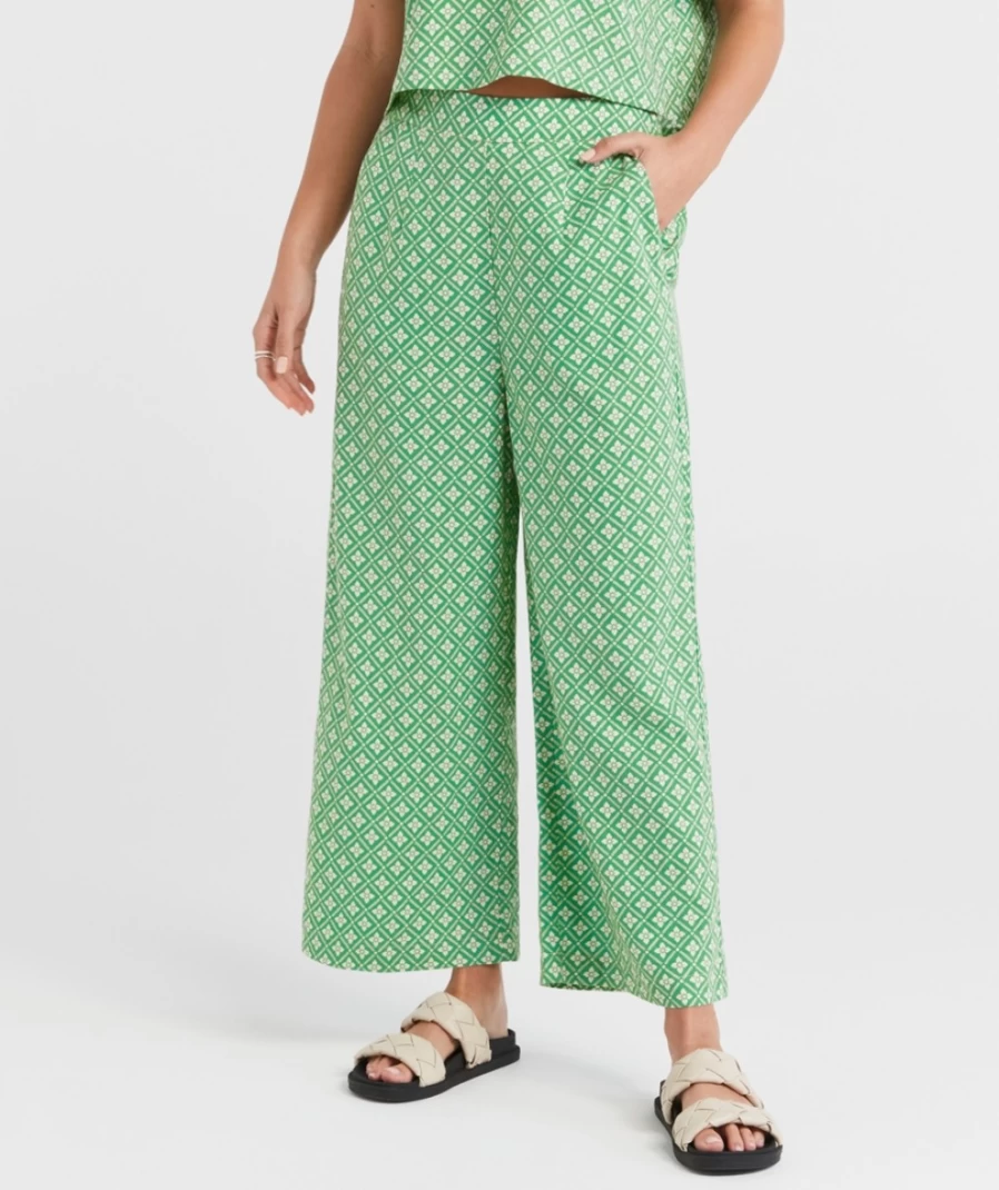 "Sportsgirl Women's Geo Print Linen Culotte Pants"