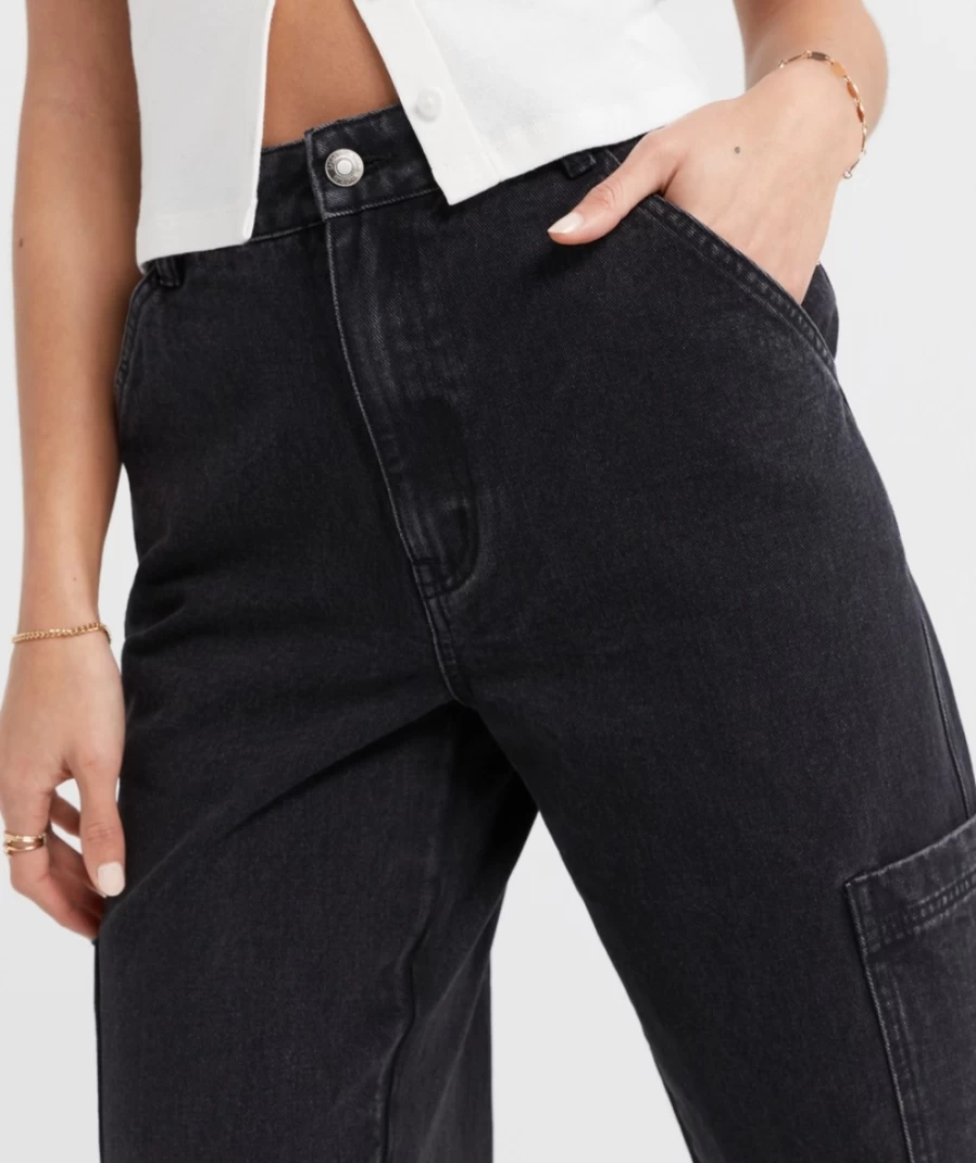 Women's Washed Black Cargo Jeans by Sportsgirl - Stylish & Comfortable