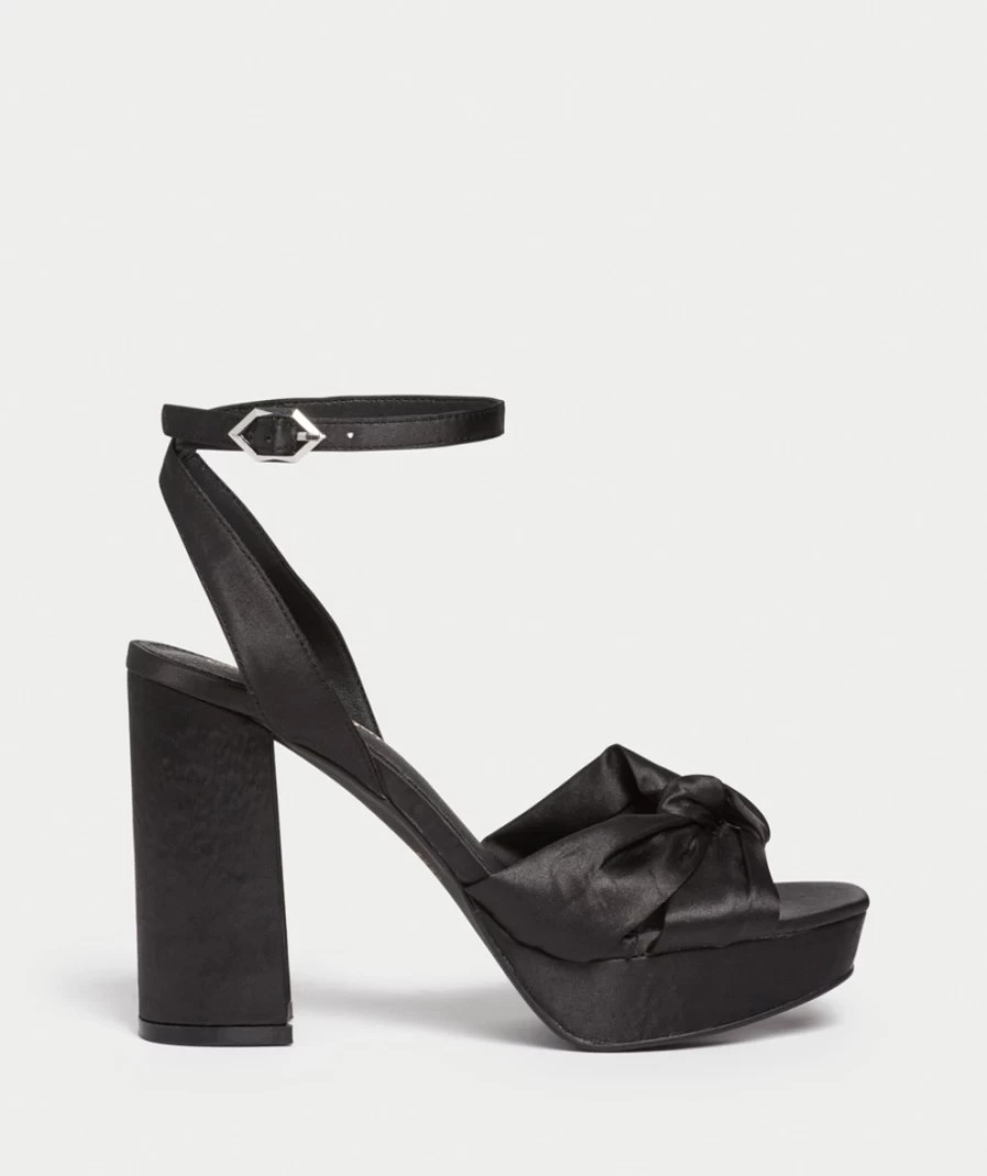 Sportsgirl Women's Black Poppy Satin Platform Heels - Elegant High Heel Pumps for Women