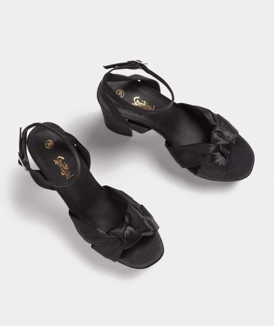 Sportsgirl Women's Black Poppy Satin Platform Heels - Elegant High Heel Pumps for Women
