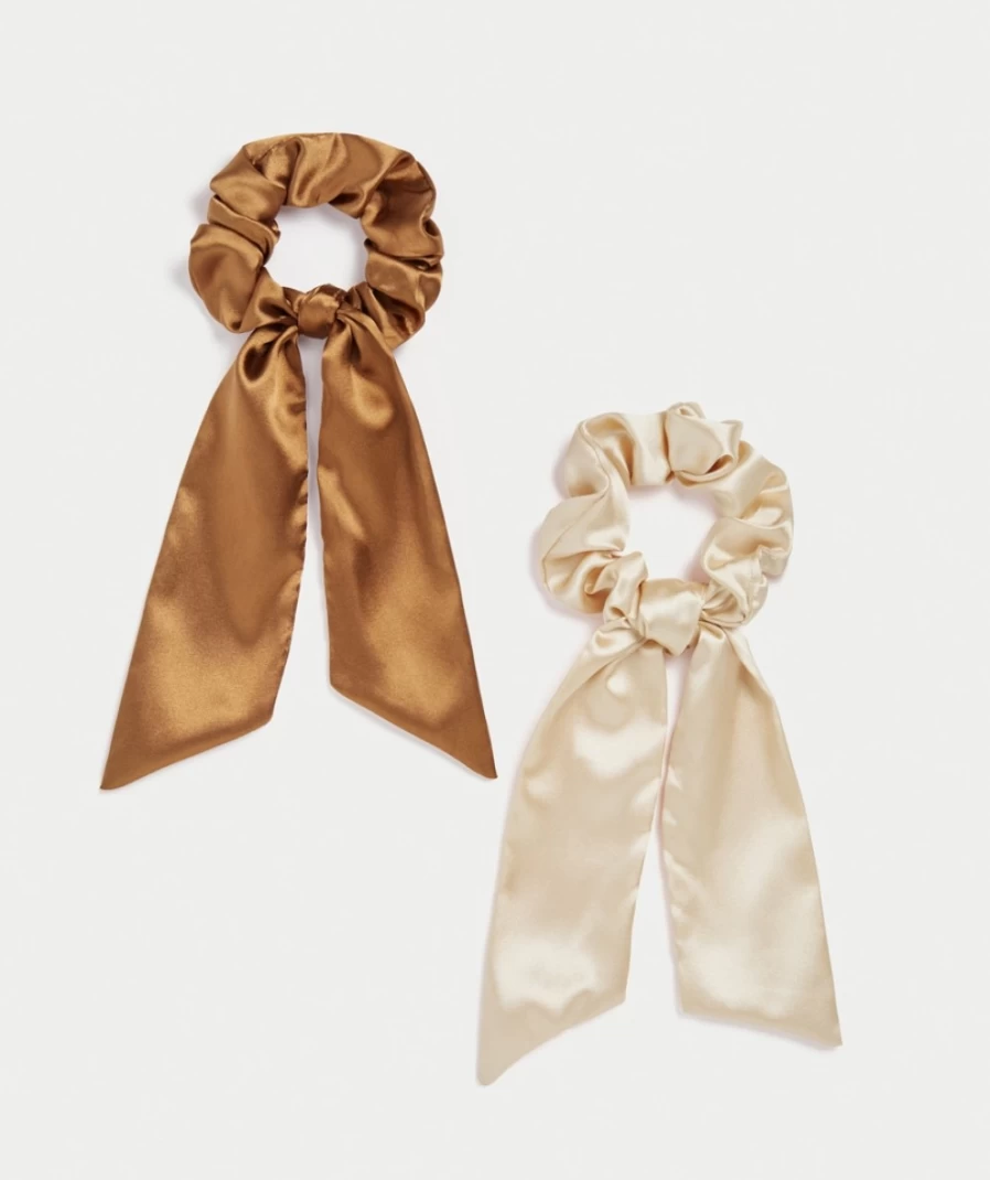 Sportsgirl Women's Multi-Color Scarf & Scrunchie Set - Neutral Tone Accessory Pack