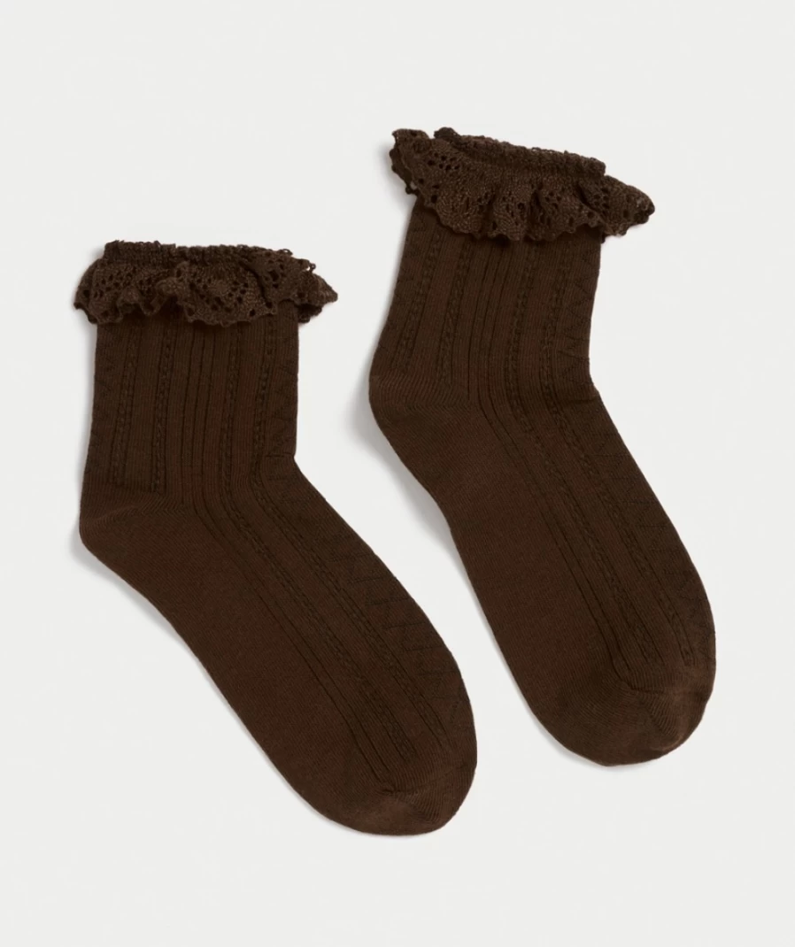 Women's Chocolate Crochet Socks by Sportsgirl – Handmade Comfort & Style
