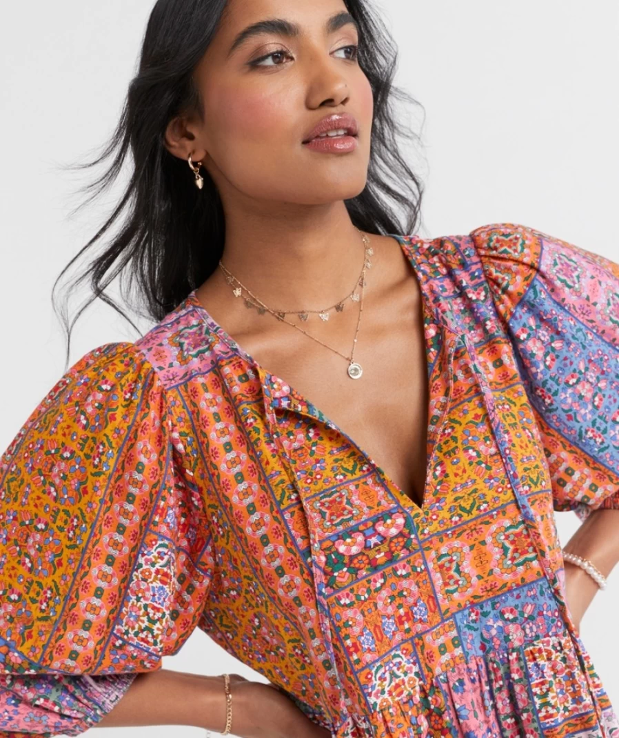 Sportsgirl Women's Bailey Printed Mini Dress - Linen Blend Summer Dress
