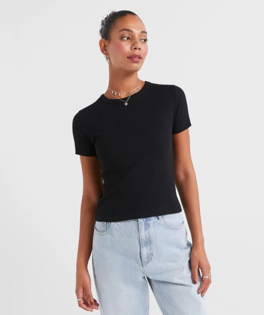 Sportsgirl Women's Australian Cotton Ribbed Baby Tee