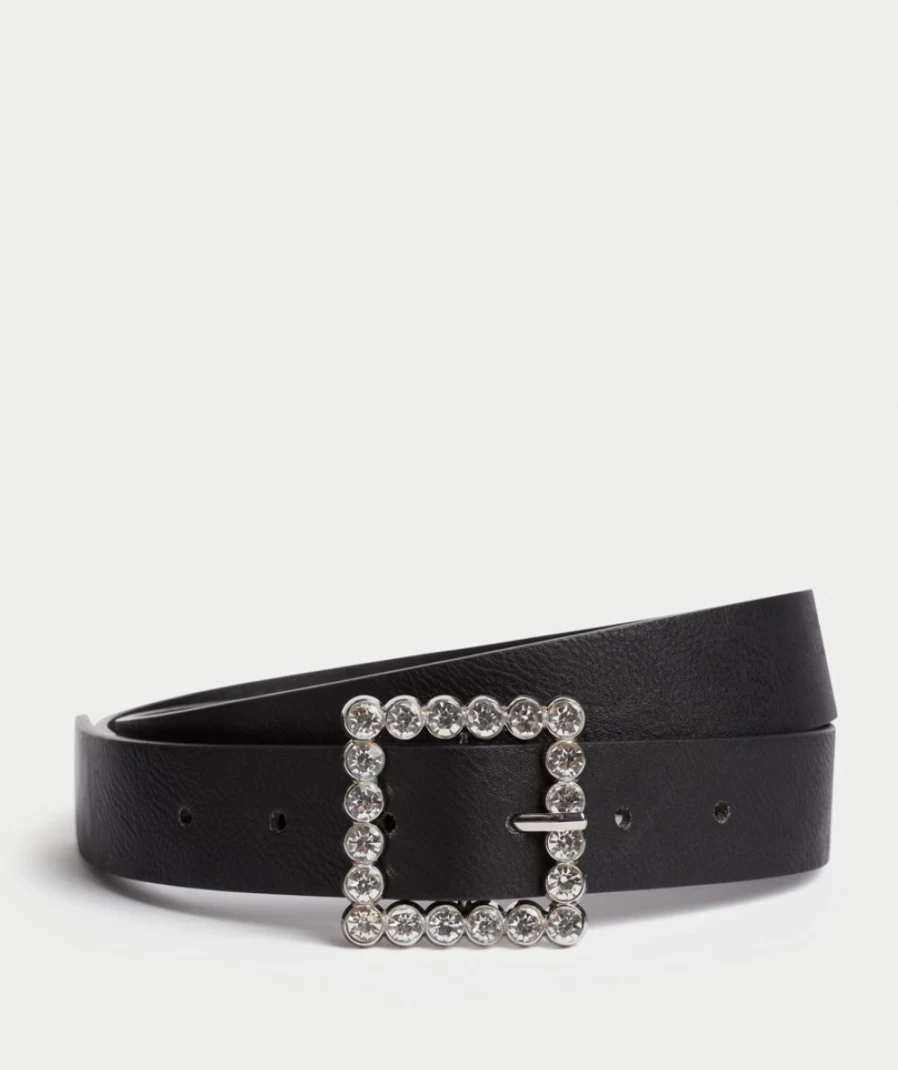 Sportsgirl Women's Black Rhinestone Buckle Belt - Stylish Kiana Design for Elegant Outfits