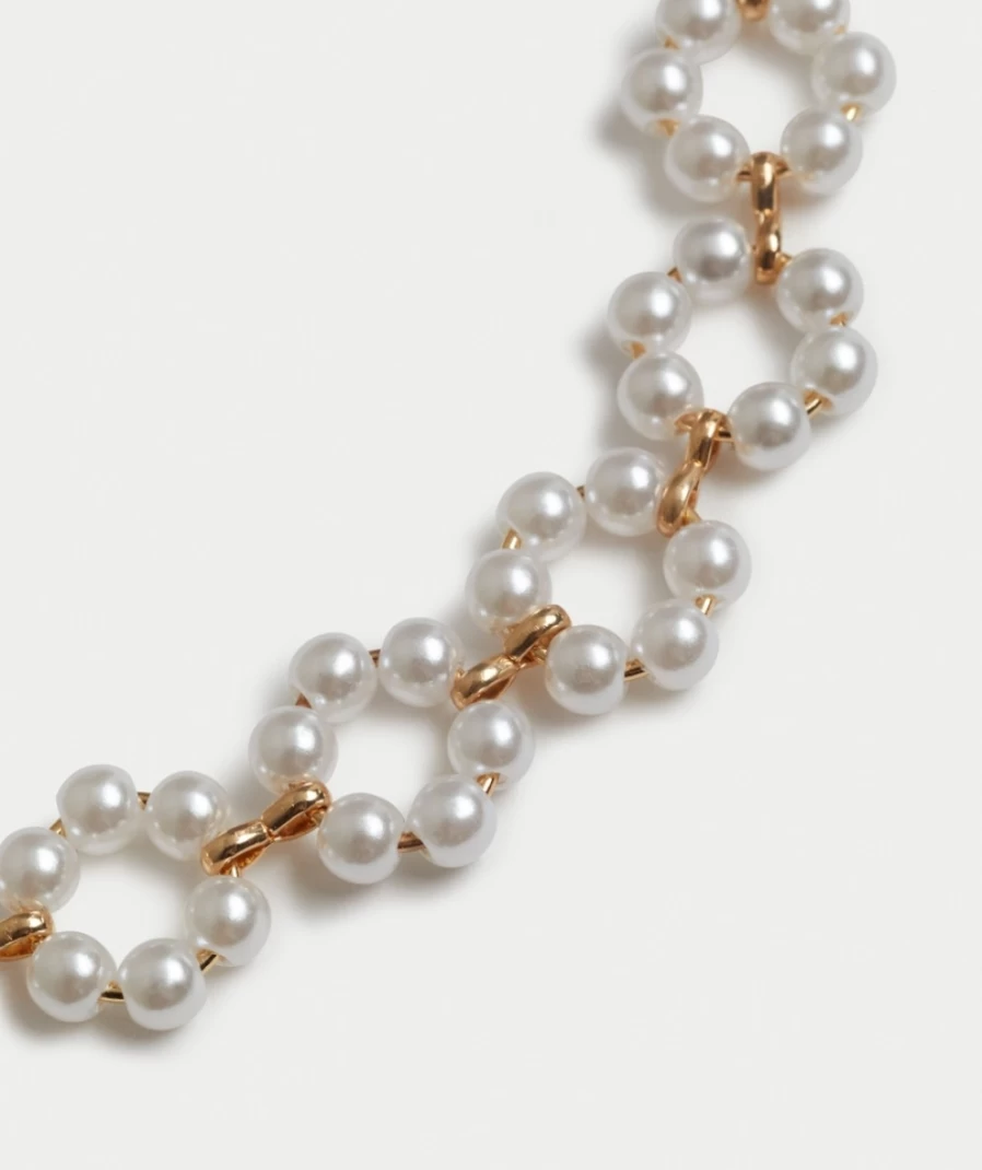 Sportsgirl Gold Pearl Choker Necklace for Women - Elegant Layered Chain Collar