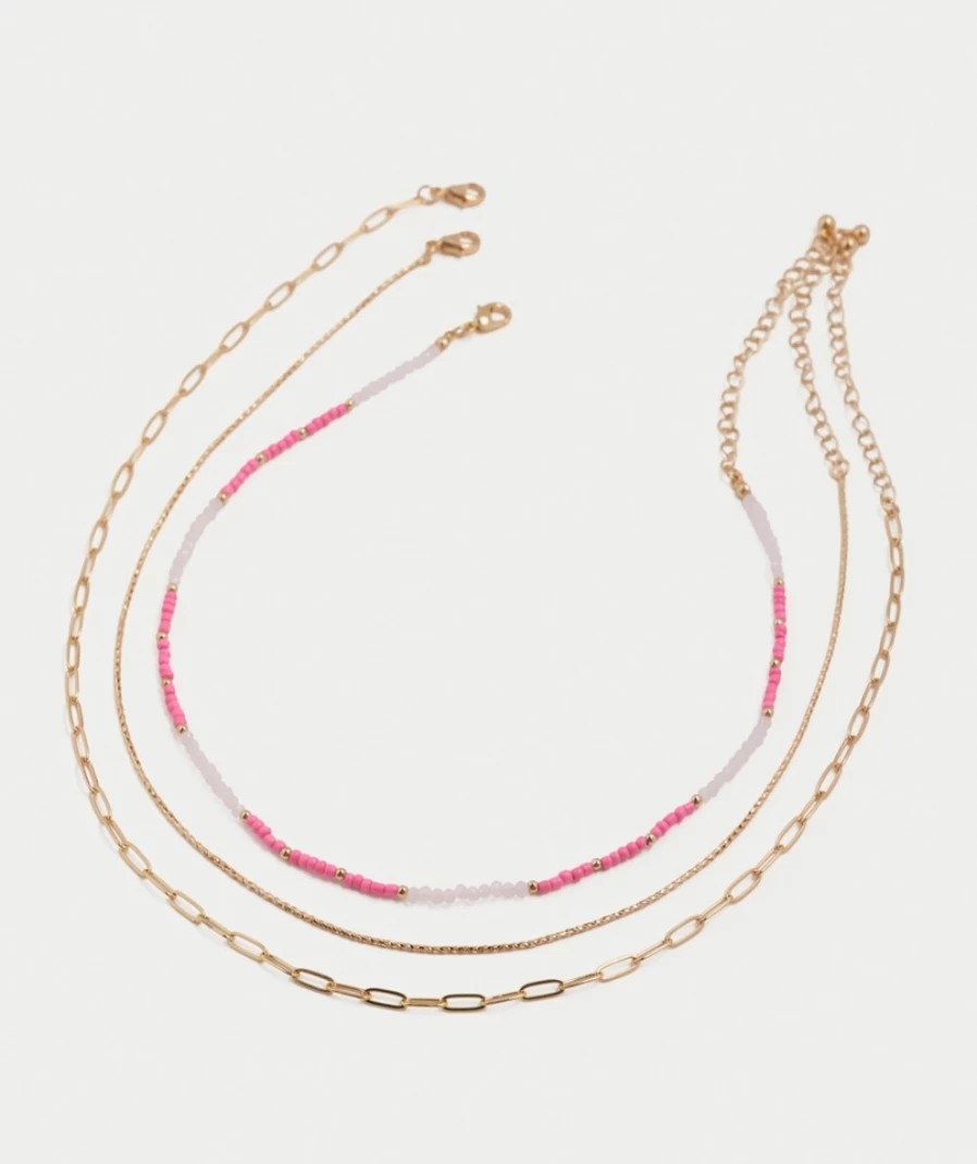 "Sportsgirl Women's Multi-Color Pink Seed Bead Necklace Pack"