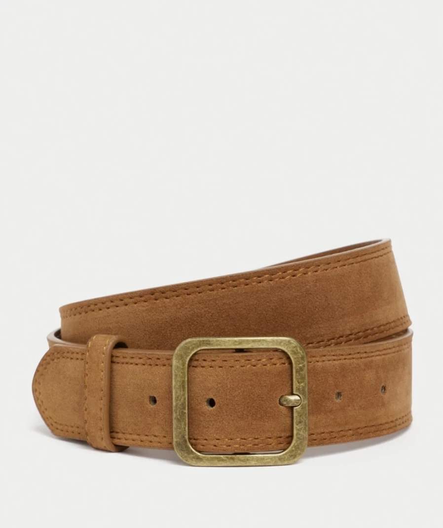 Sportsgirl Women's Caramel Faux Suede Belt - Hudson Style Waist Accessory