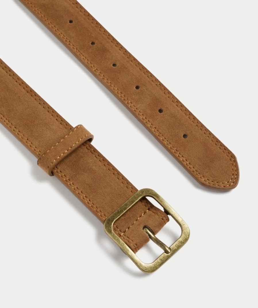 Sportsgirl Women's Caramel Faux Suede Belt - Hudson Style Waist Accessory