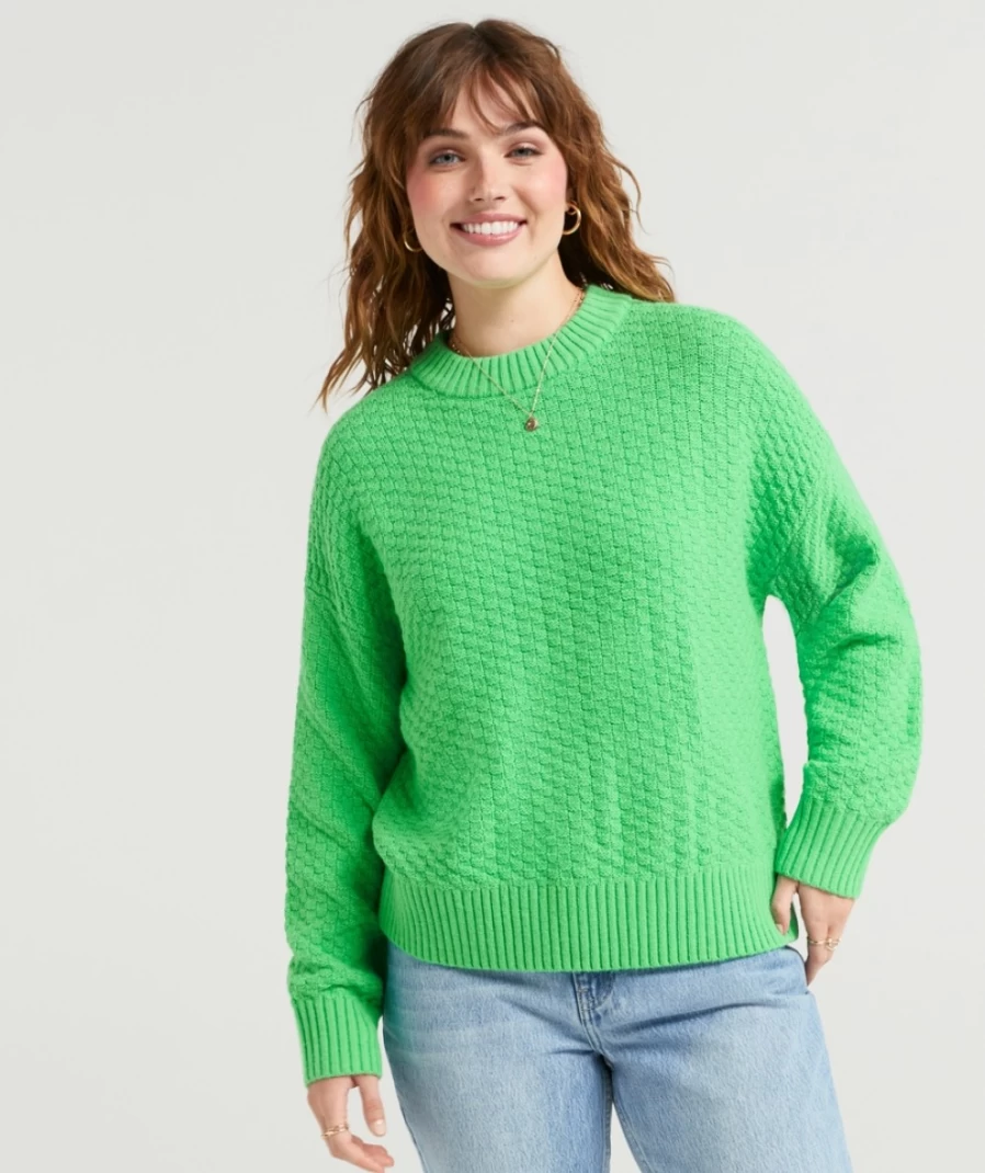 Sportsgirl Women's Green Roxanne Waffle Knit Sweater