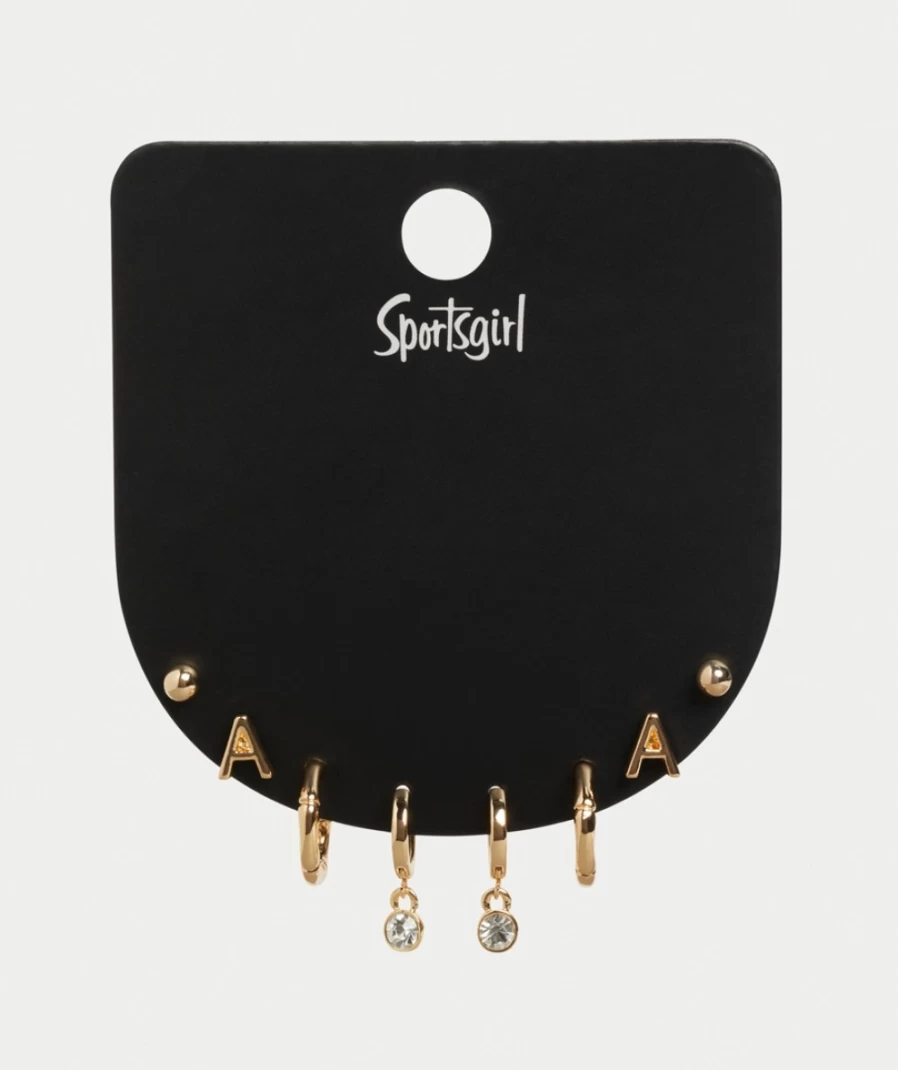 Sportsgirl Women's Gold Alphabet Earrings - Stylish Letter Stud Pack