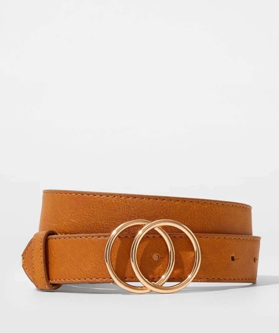 Sportsgirl Women's Light Tan Double Ring Belt - Kendal Stylish Adjustable Waistband