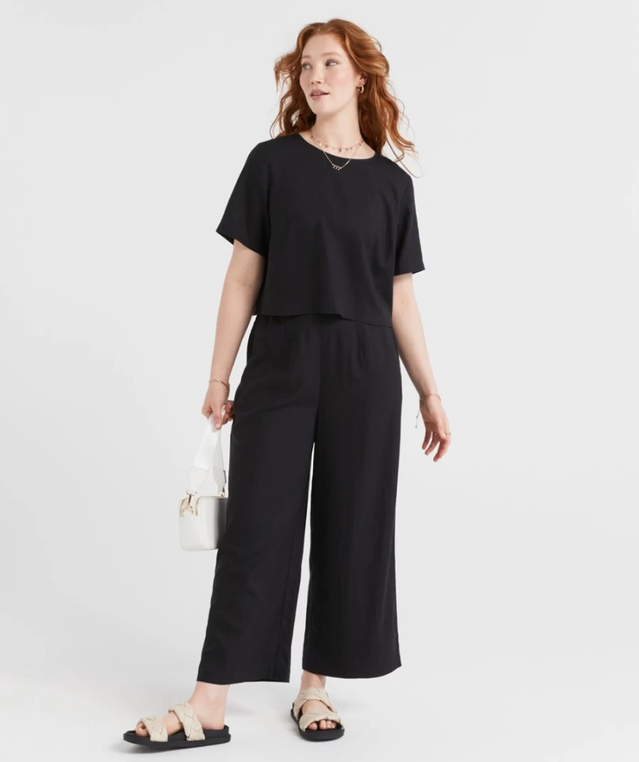 "Sportsgirl Women's European Linen Blend Culotte Pants"