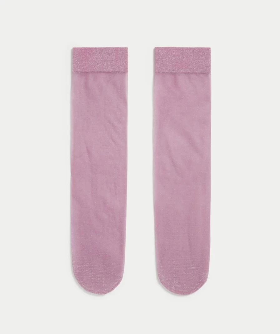 Women's Pink Lurex Mesh Socks by Sportsgirl - Glitter Fashion Socks for Women