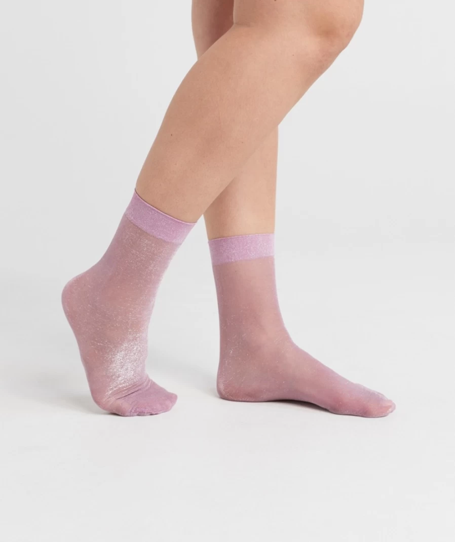 Women's Pink Lurex Mesh Socks by Sportsgirl - Glitter Fashion Socks for Women