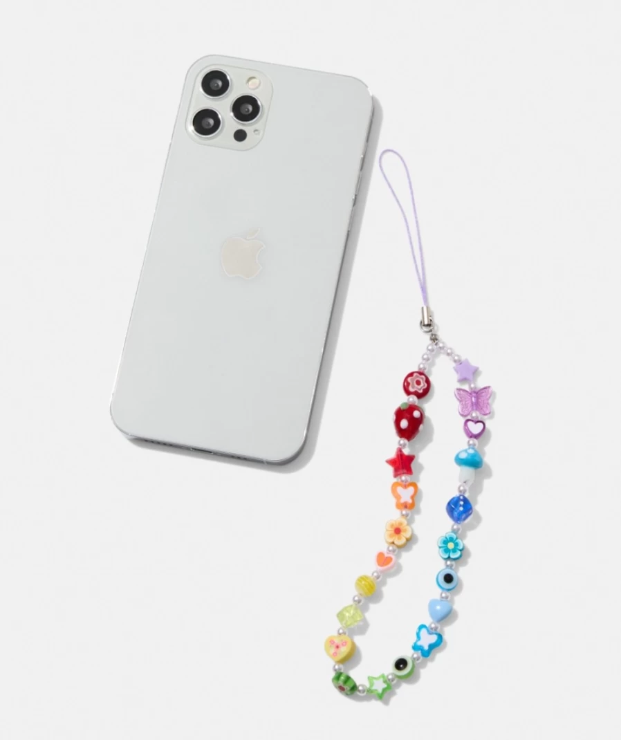 Sportsgirl Women's Rainbow Beaded Phone Strap - Multi Color Bohemian Charm Accessory