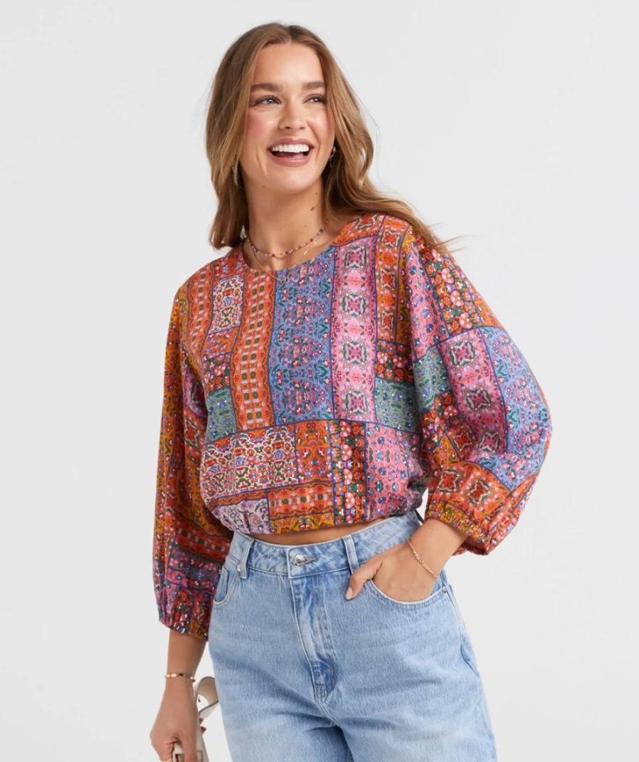 Sportsgirl Women's Linen Blend Open Back Blouse - Nicola Style Summer Top
