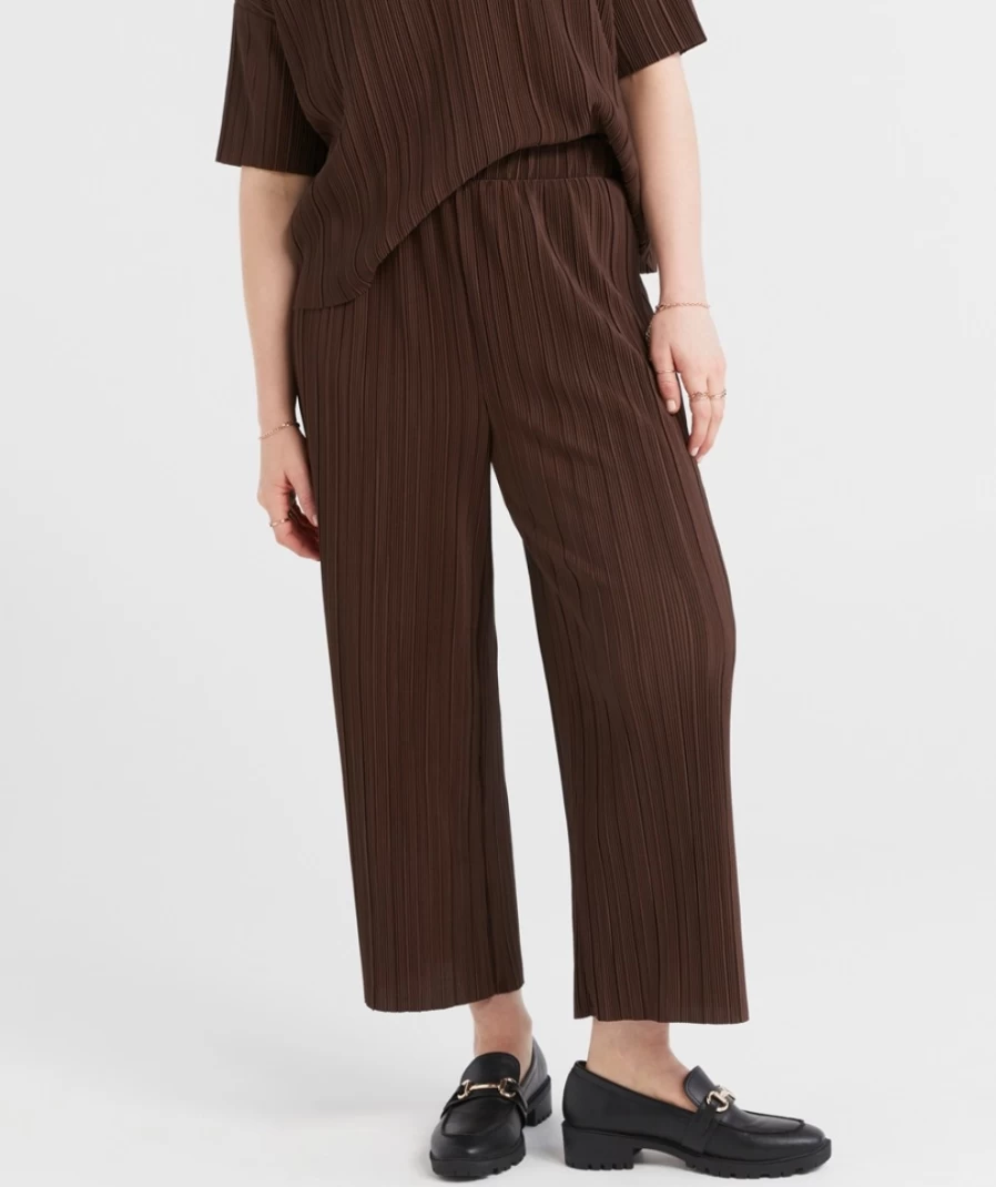 Sportsgirl Women's Plisse Pleated Wide Leg Culotte Pants