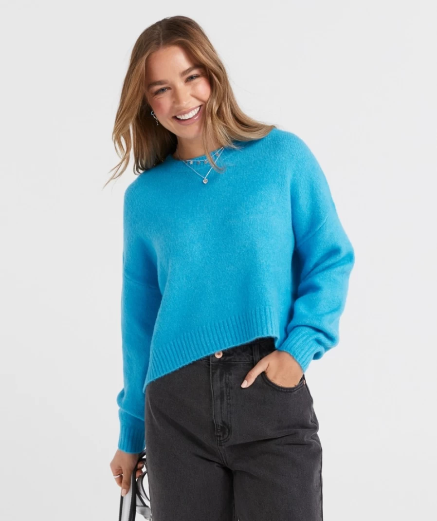 "Sportsgirl Women's Marie Cropped Knit Sweater | Soft Casual Pullover Top"