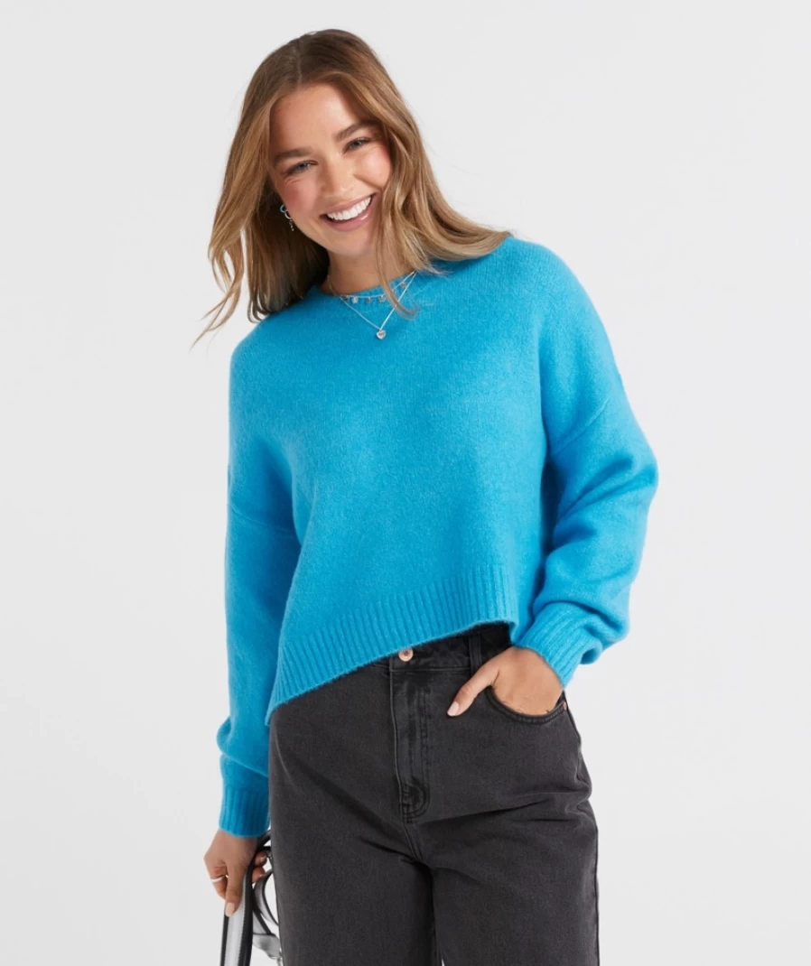 "Sportsgirl Women's Marie Cropped Knit Sweater | Soft Casual Pullover Top"
