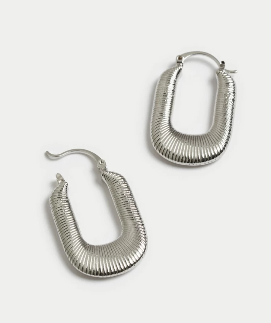 Sportsgirl Women's Rhodium Oval Hoop Earrings - Stylish & Elegant Jewelry