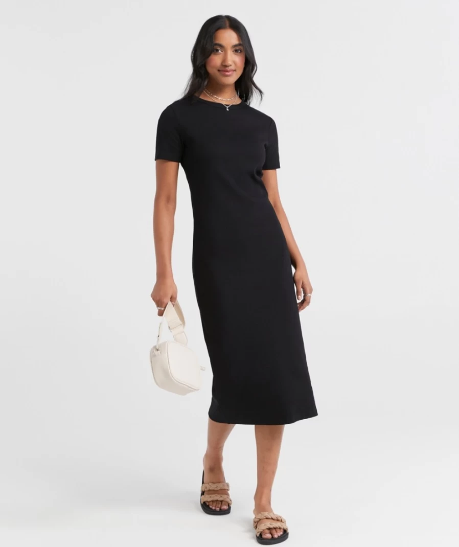"Sportsgirl Women's Australian Cotton Rib Midi T-Shirt Dress"