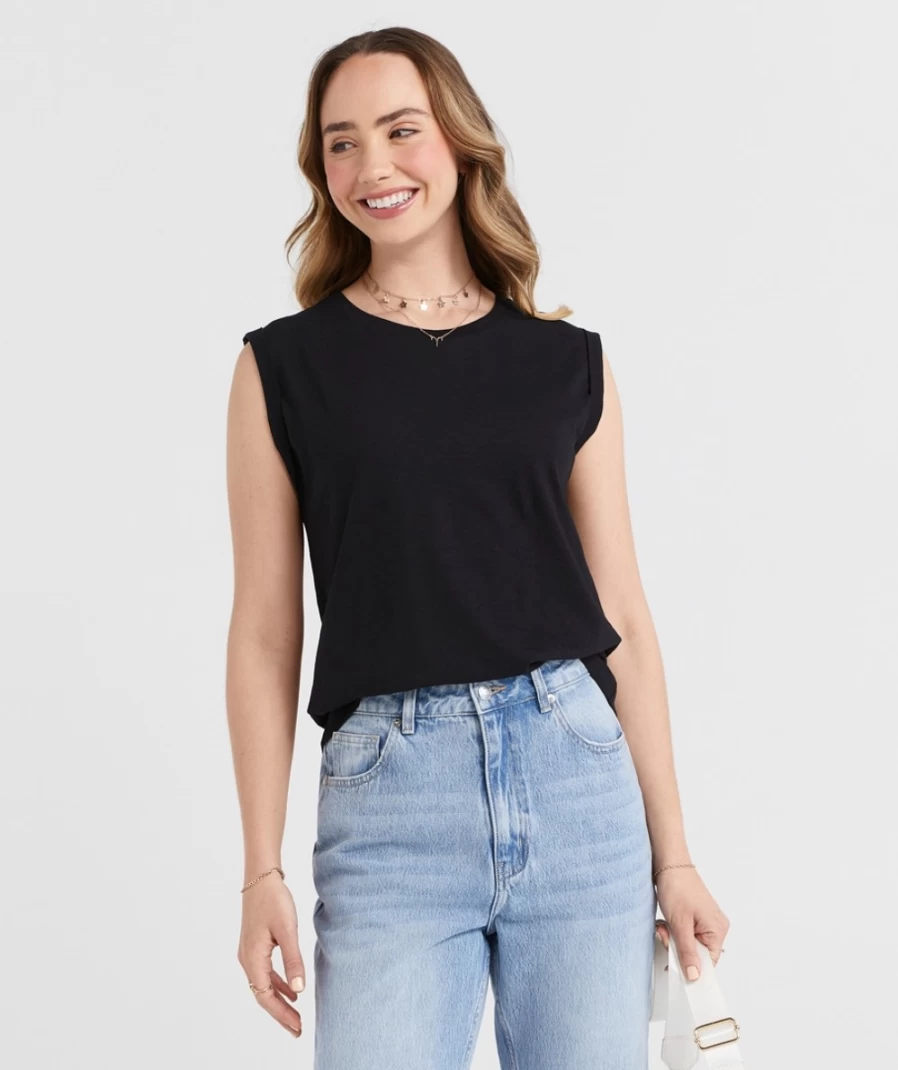 "Sportsgirl Women's Australian Cotton Slub Muscle Tank Top"