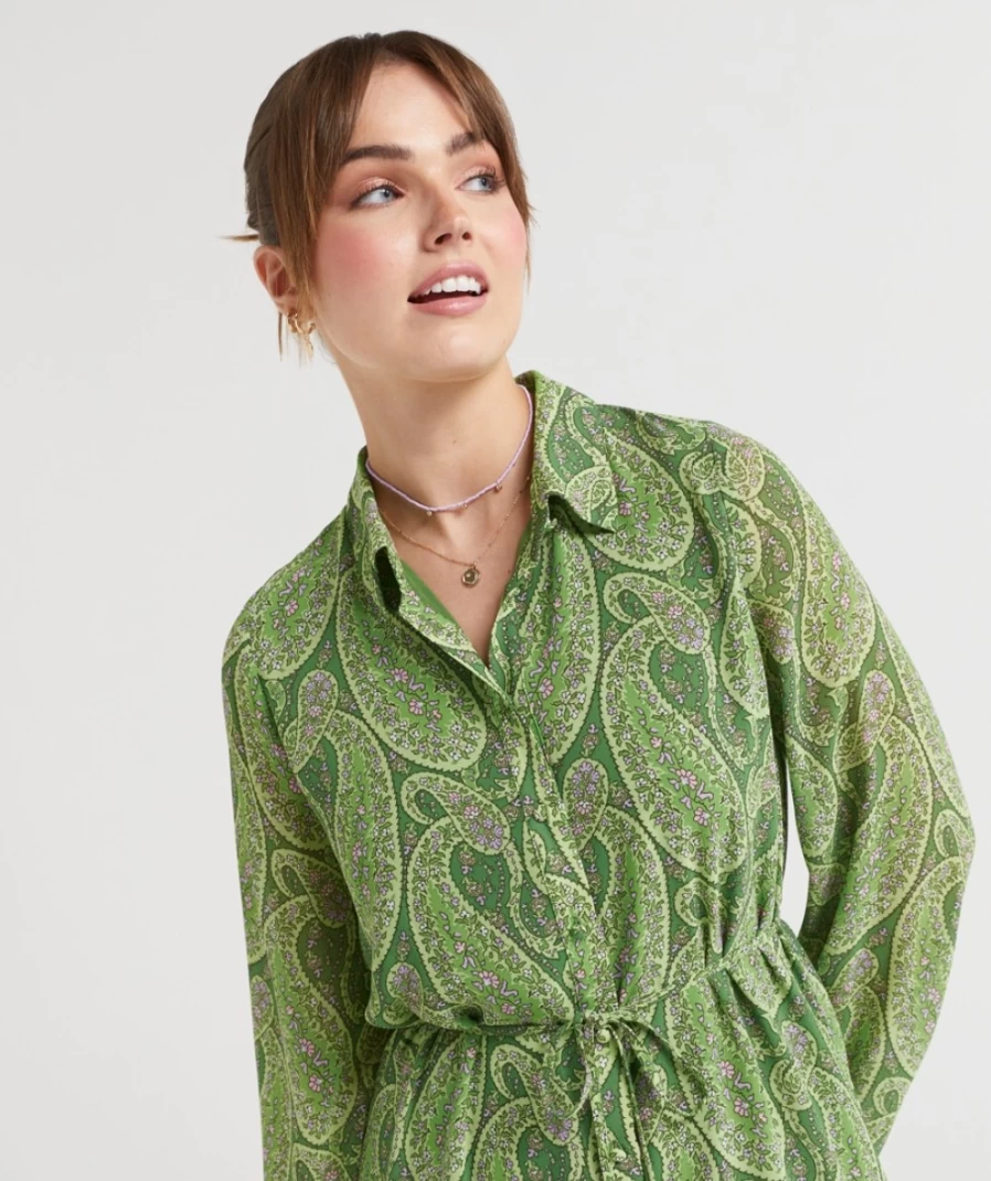 Sportsgirl Women's Paisley Print Allison Georgette Shirt Mini Dress