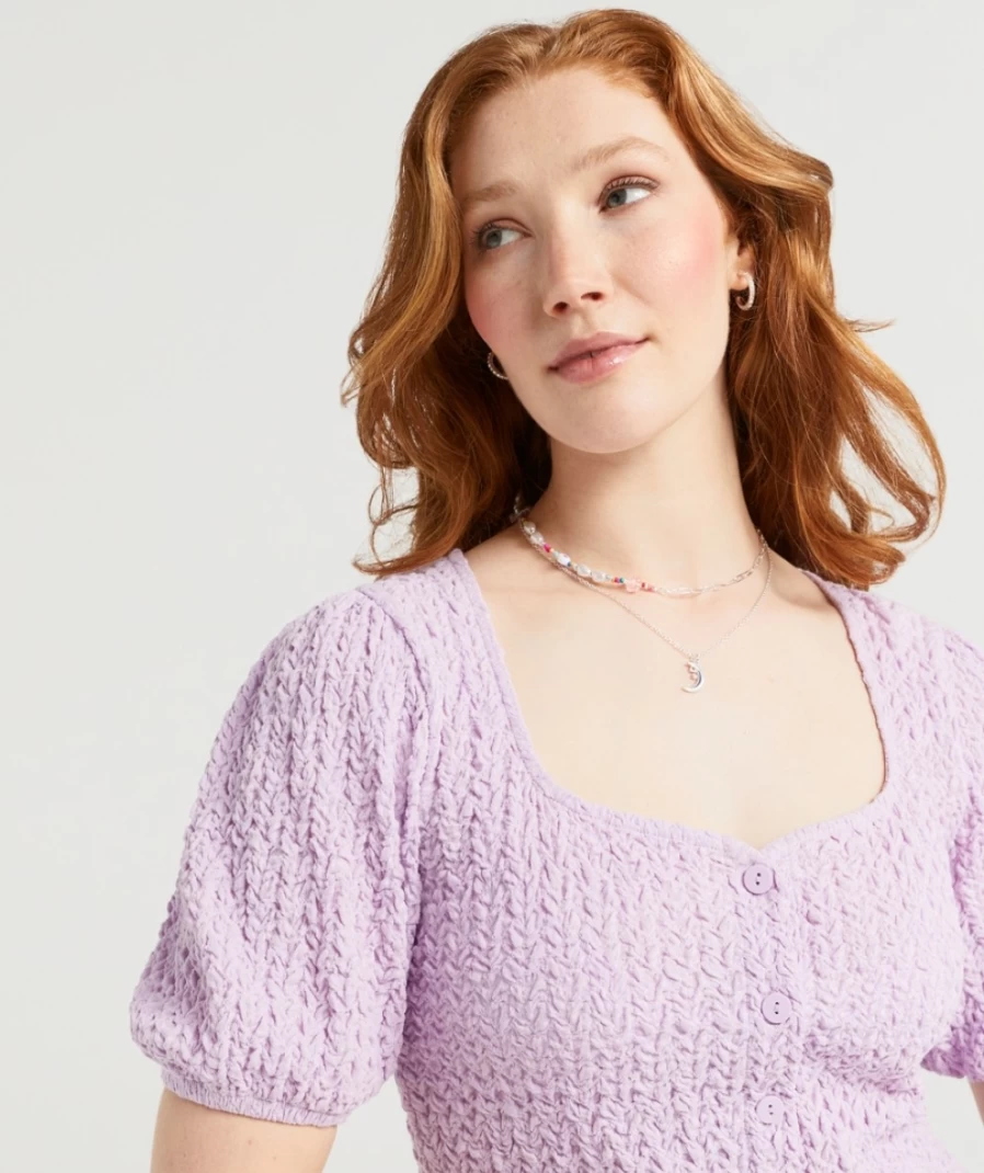 "Sportsgirl Women's Lilac Ren Textured Top"