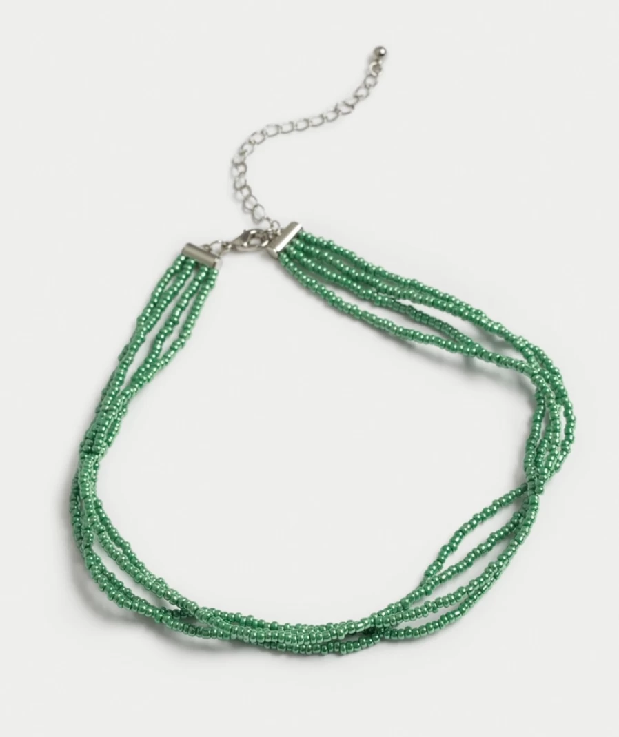 Sportsgirl Women's Green Beaded Choker Necklace